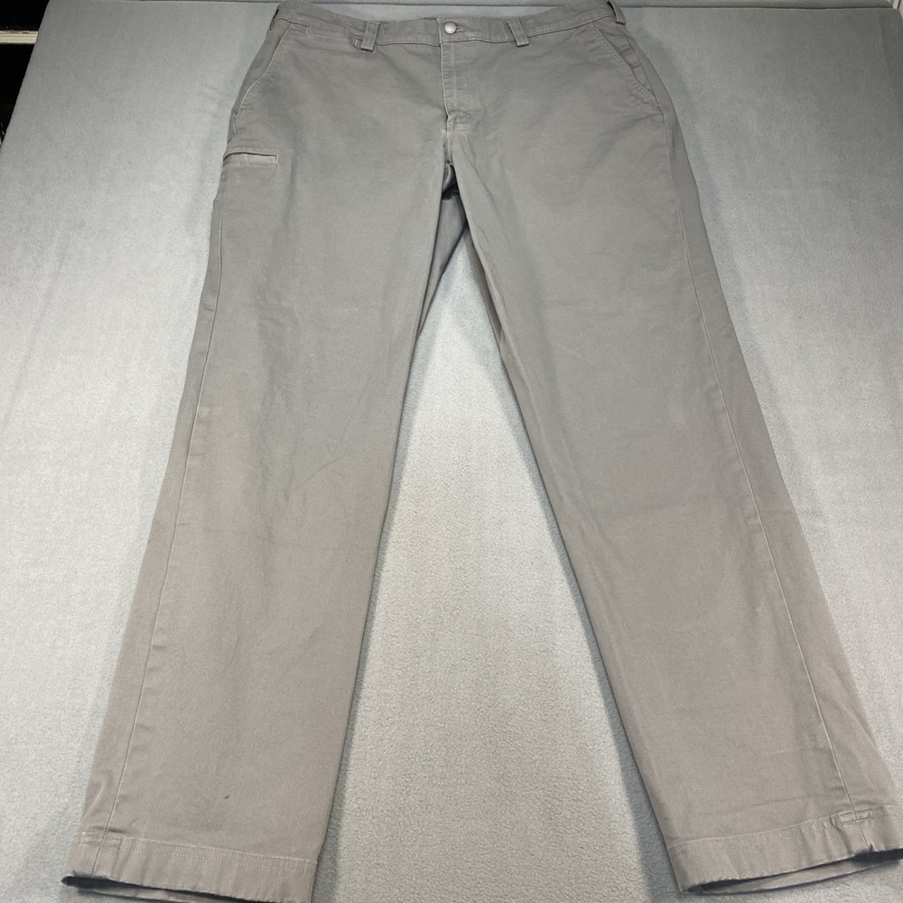 Duluth Flex Ballroom Roomy‎ Utility Fit Mens Chino Pants Flat Front Gray 38x34